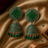 Antique Green Oxidized Beaded Silver Jhumka