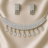Sparkling Silver Crystal Diamond Necklace Set