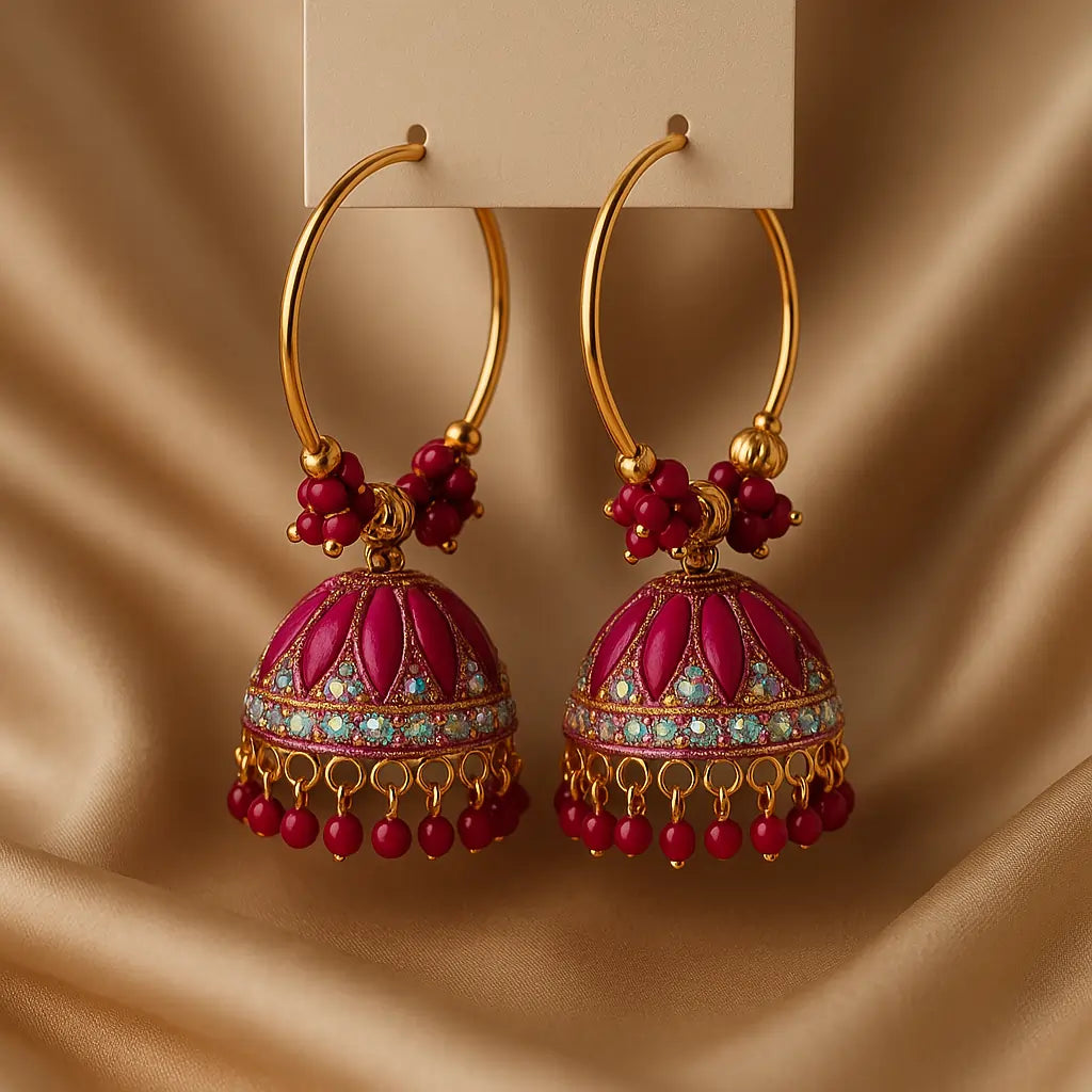Pink Aura Royal Hoop Jhumka