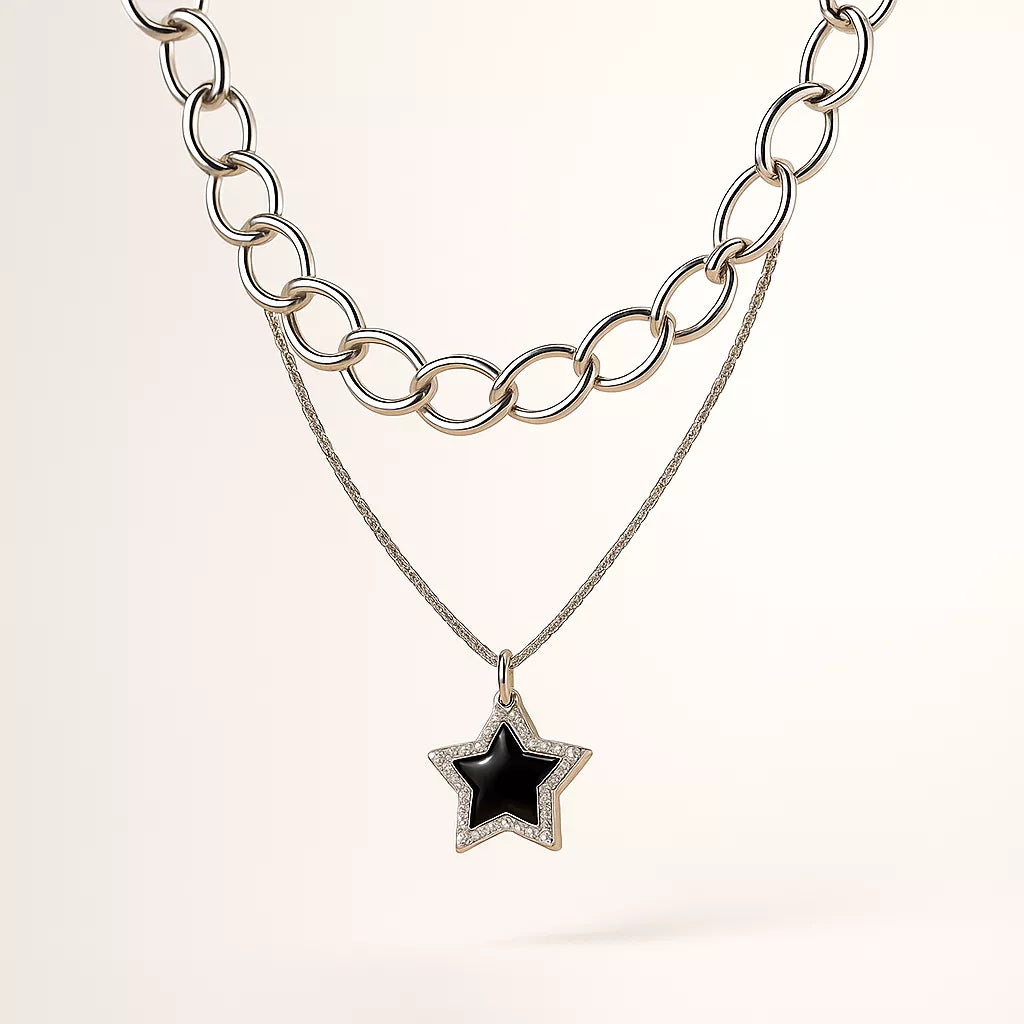 Double Chain Star Charm Necklace