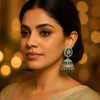 Emerald Aura Green & Silver Royal Dome Jhumka