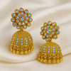 Luxury Gold-Plated Floral Dome Jhumka Earrings with Crystal Accents