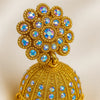 Luxury Gold-Plated Floral Dome Jhumka Earrings with Crystal Accents