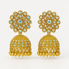 Luxury Gold-Plated Floral Dome Jhumka Earrings with Crystal Accents