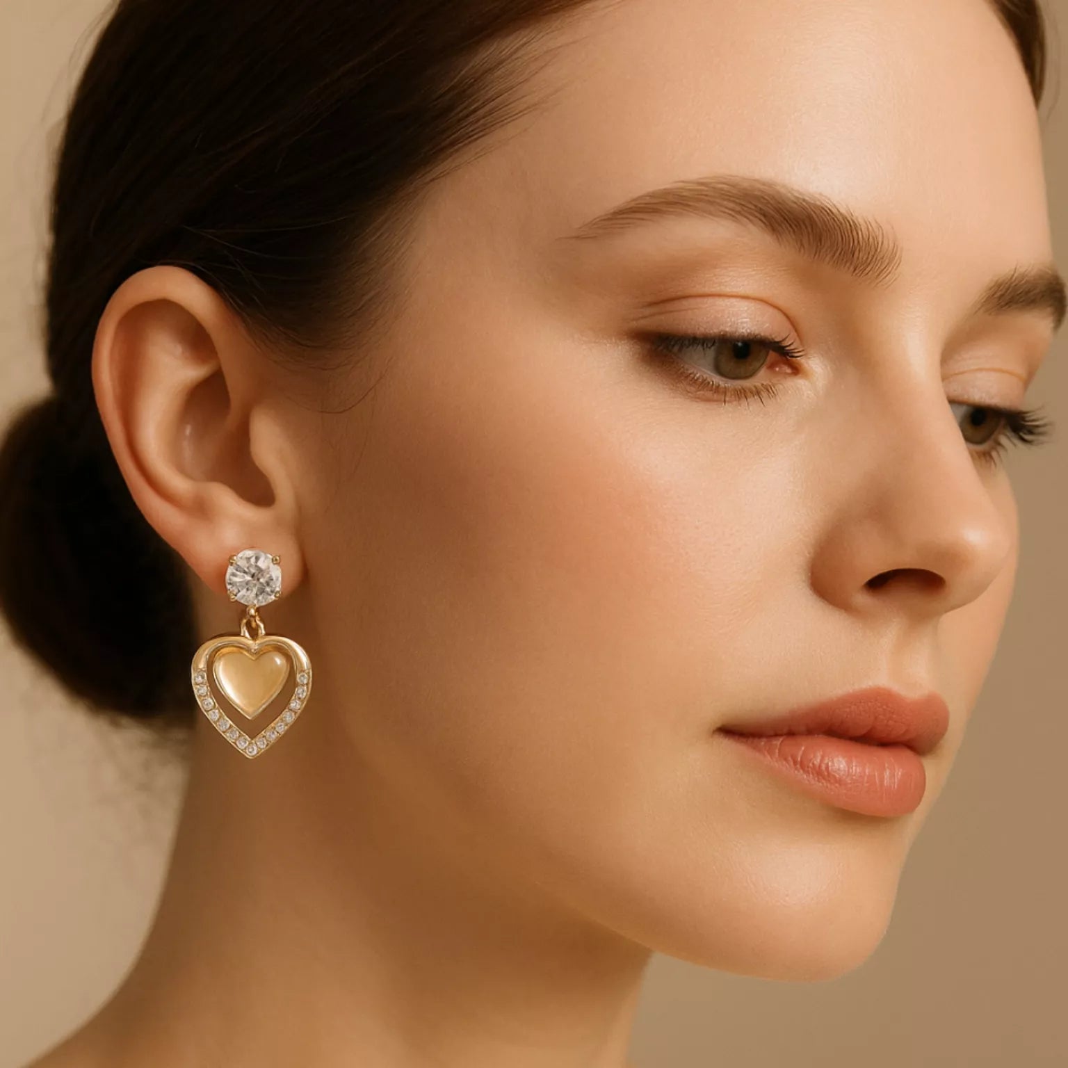 Golden Heart Sparkle Earrings