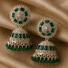 Emerald Aura Green & Silver Royal Dome Jhumka