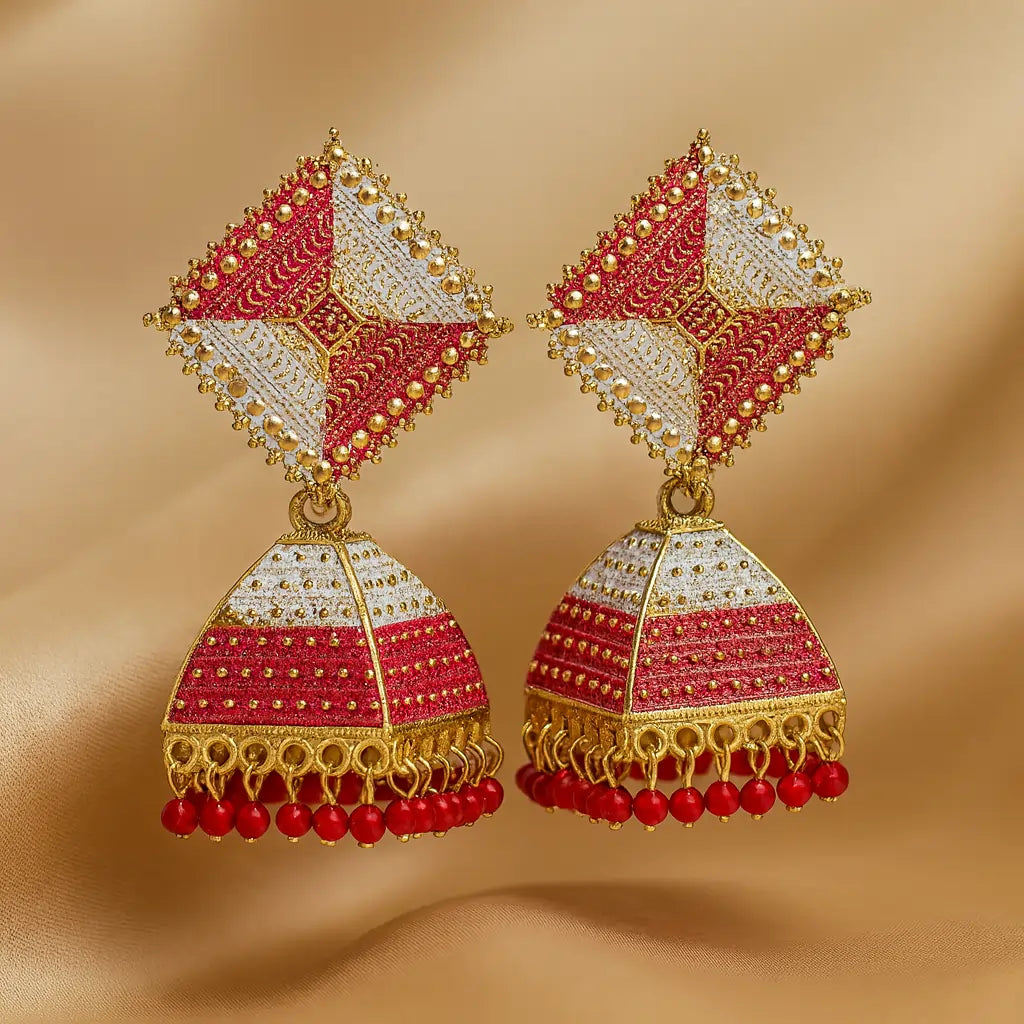 Gulnaar Pink & Gold Jhumka