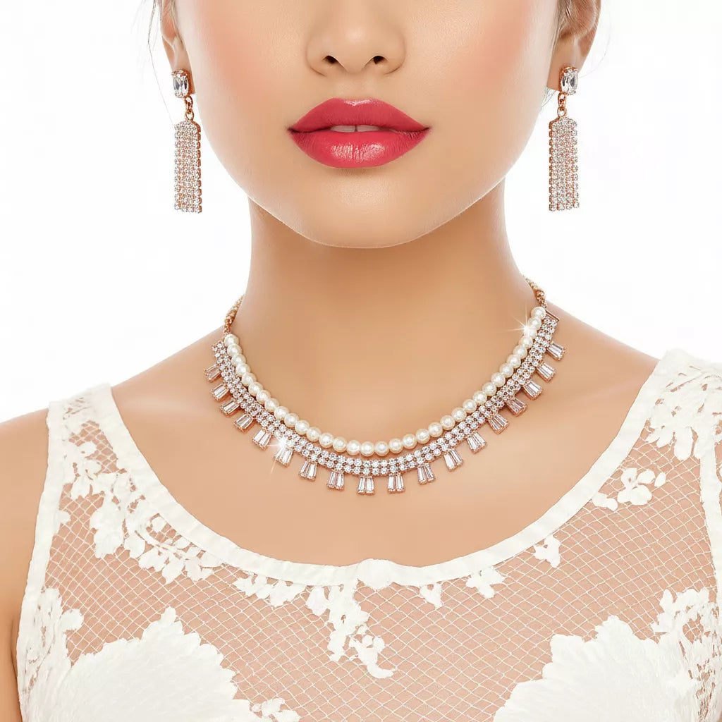 Royal Pearl Crystal Necklace Set
