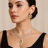 Crystal Halo Diamond Necklace Set