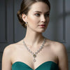 Crystal Halo Diamond Necklace Set