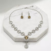Crystal Halo Diamond Necklace Set