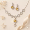 Crystal Halo Diamond Necklace Set
