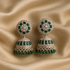Emerald Aura Green & Silver Royal Dome Jhumka