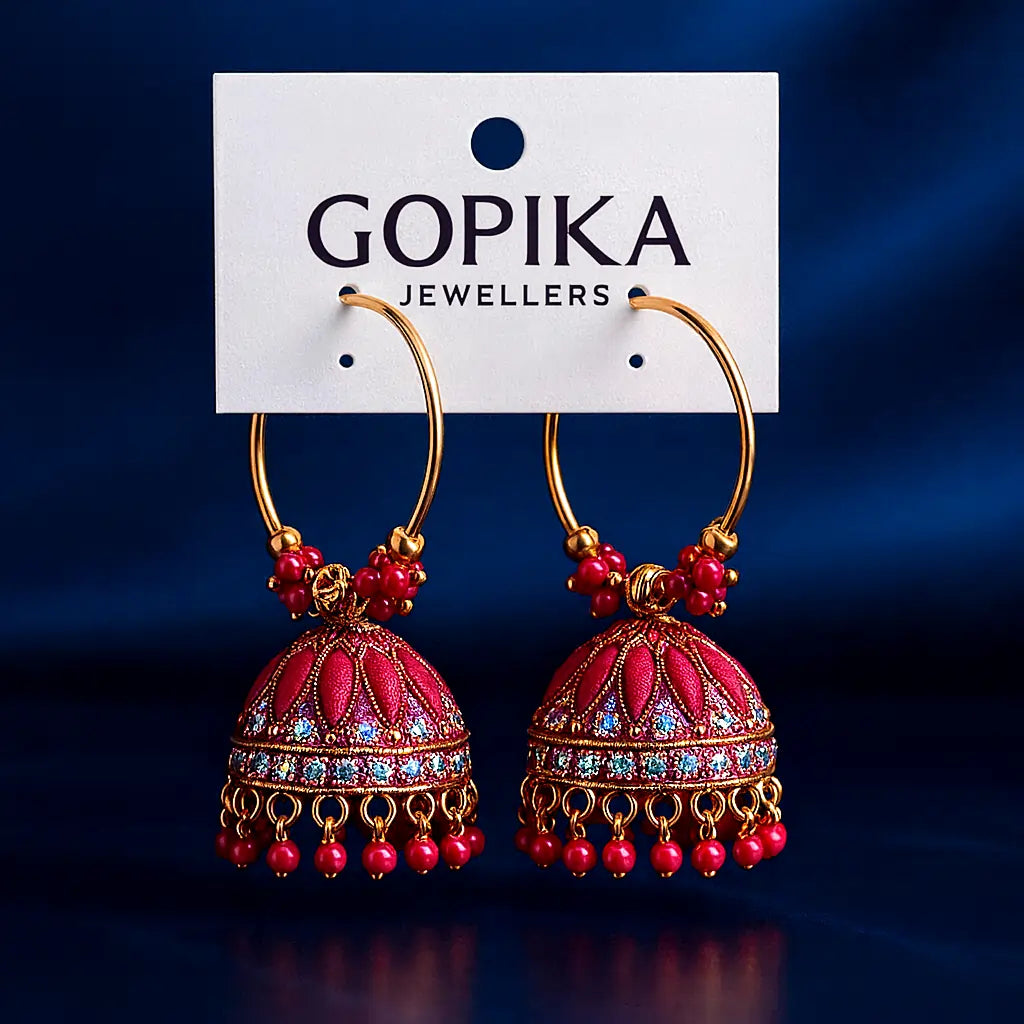 Pink Aura Royal Hoop Jhumka