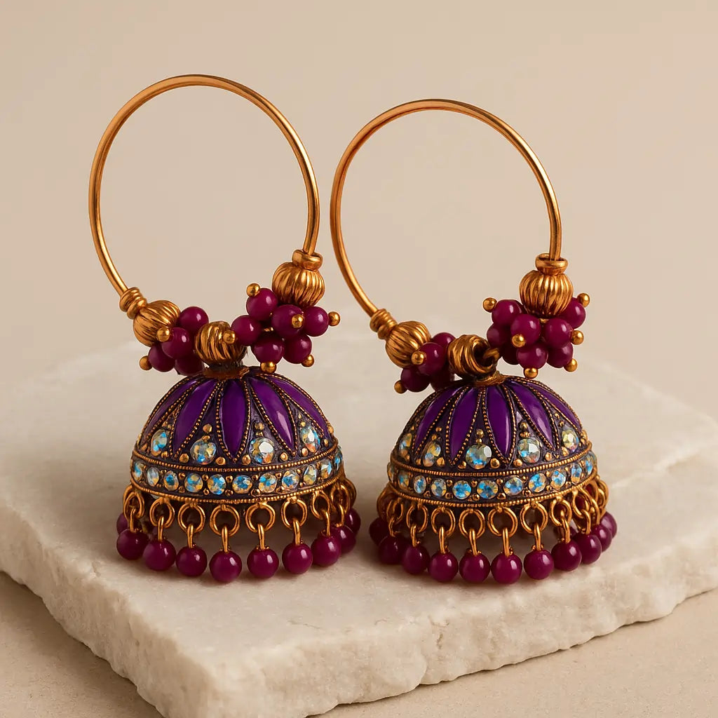 Purple Bloom Royal Hoop Jhumka