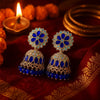 Royal Blue & Silver Bloom Jhumka