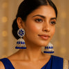 Royal Blue & Silver Bloom Jhumka