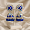 Royal Blue & Silver Bloom Jhumka