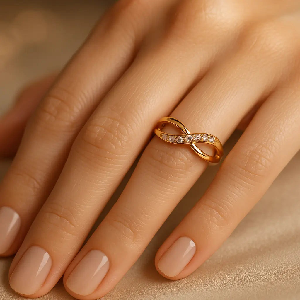 Elegant Gold Infinity Crossover Ring