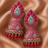Elegant Rajasthani Pink Enamel Jhumka