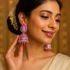 Elegant Rajasthani Pink Enamel Jhumka