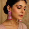 Elegant Rajasthani Pink Enamel Jhumka