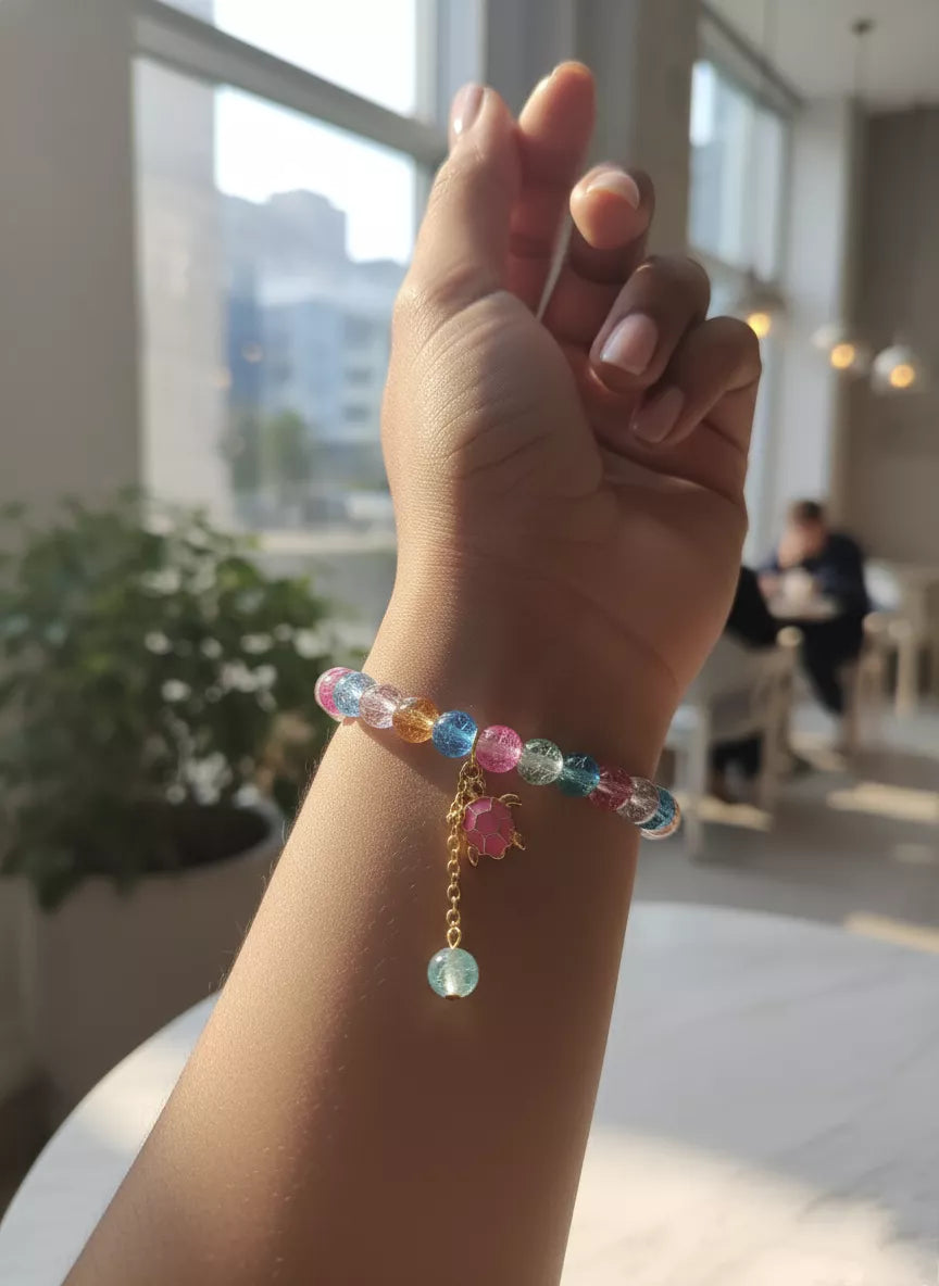 Crystal Charm Turtle Bracelet