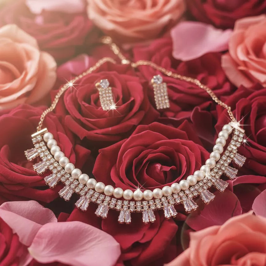 Royal Pearl Crystal Necklace Set